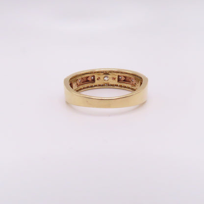 14K Two Tone Rose & Yellow Gold Station Band Ring Size 10.25 5.2g 6mm