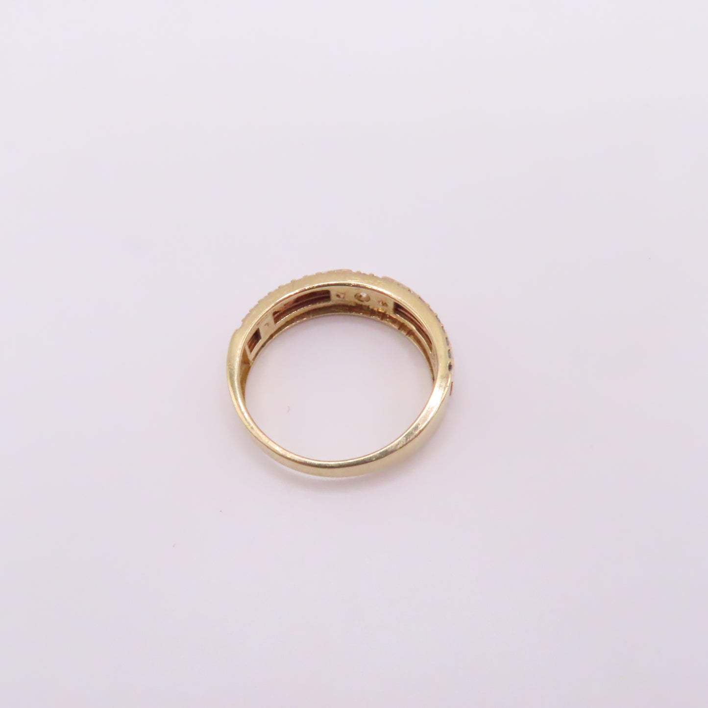 14K Two Tone Rose & Yellow Gold Station Band Ring Size 10.25 5.2g 6mm