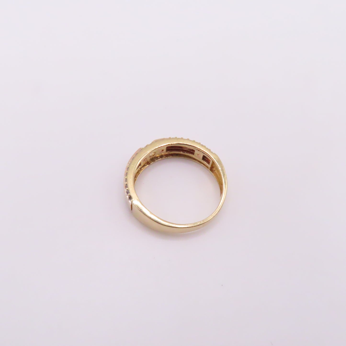 14K Two Tone Rose & Yellow Gold Station Band Ring Size 10.25 5.2g 6mm