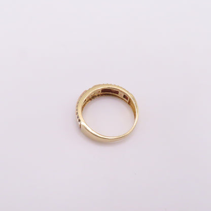 14K Two Tone Rose & Yellow Gold Station Band Ring Size 10.25 5.2g 6mm