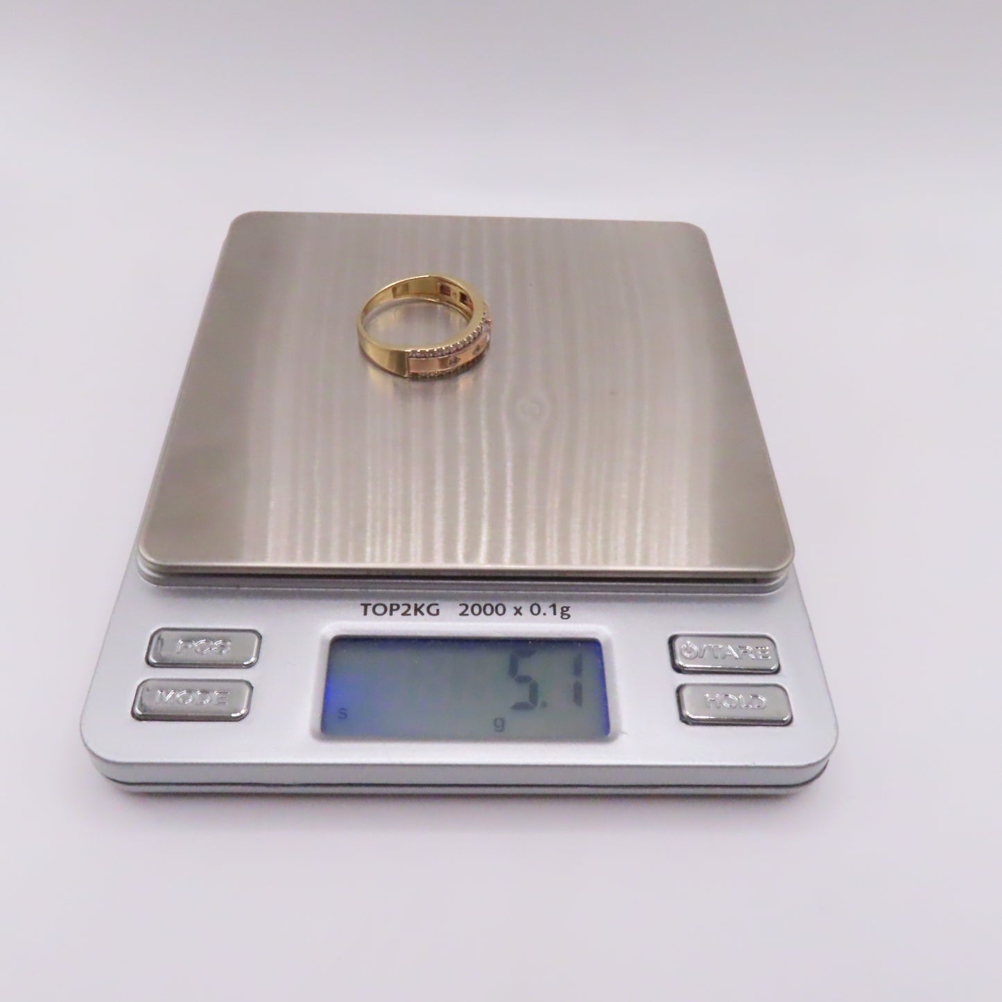 14K Two Tone Rose & Yellow Gold Station Band Ring Size 10.25 5.2g 6mm