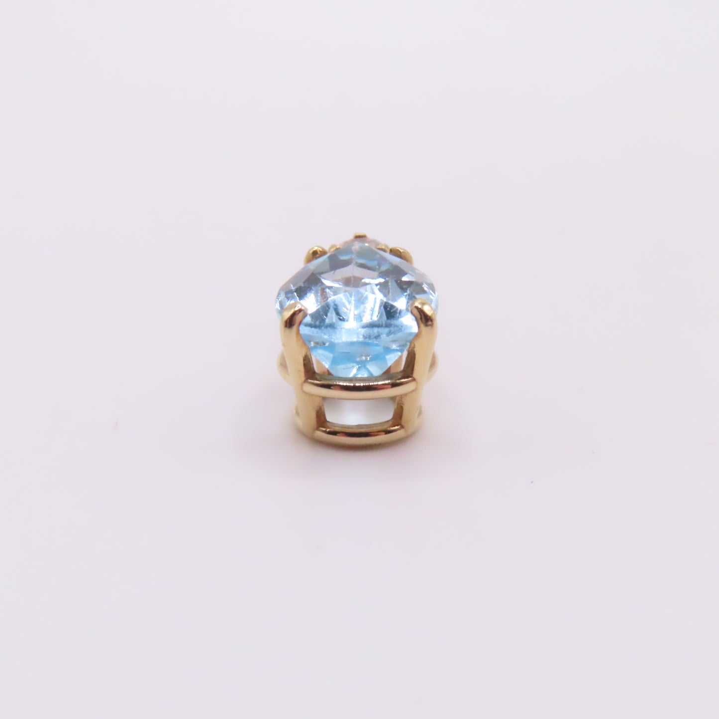 14K Yellow Gold Pear Blue Topaz & Round Diamond Pendant 3/4" 2g