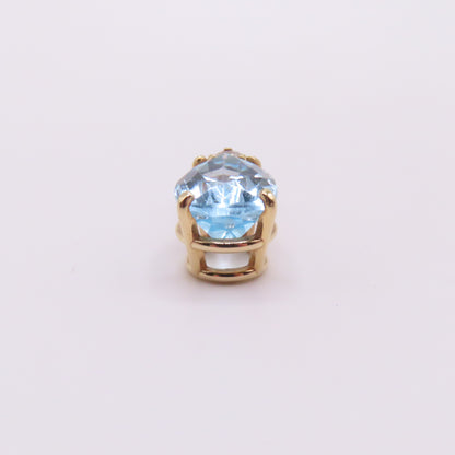 14K Yellow Gold Pear Blue Topaz & Round Diamond Pendant 3/4" 2g