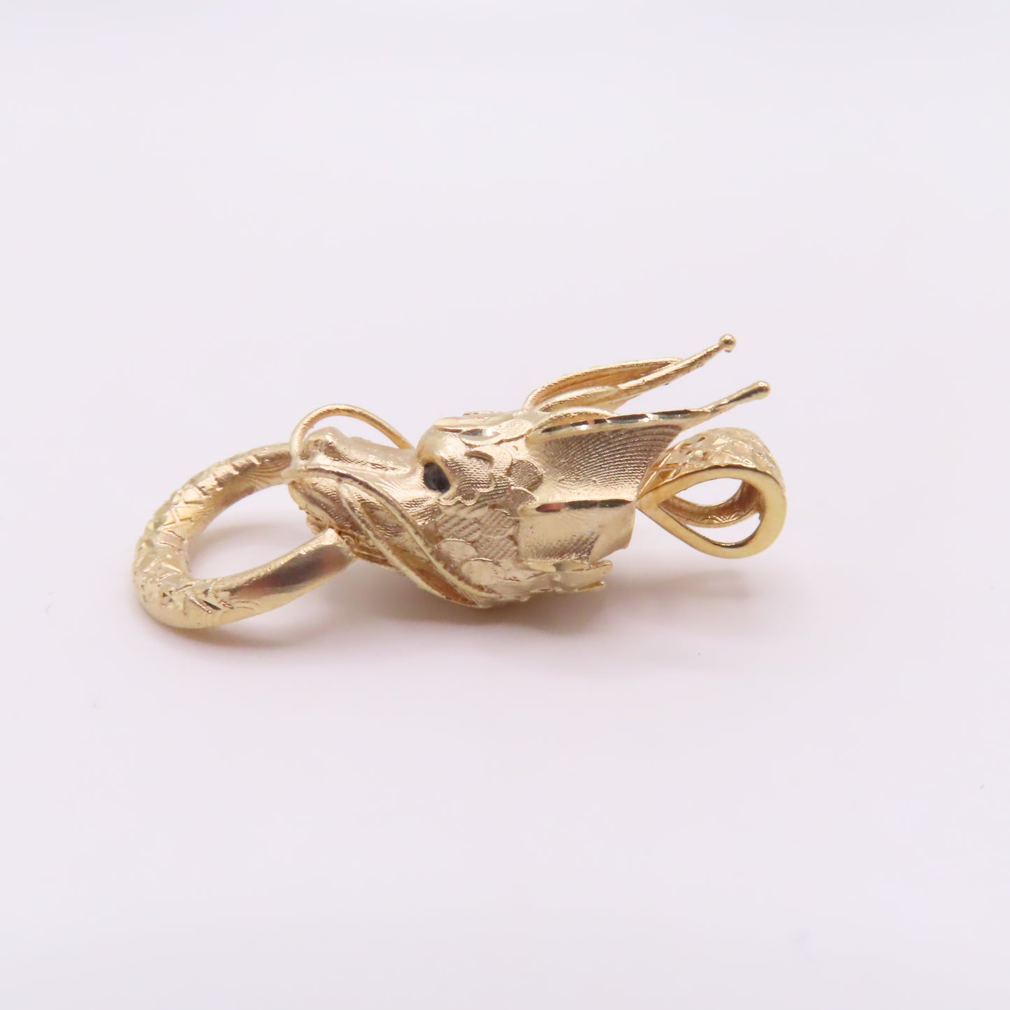 10K Yellow Gold Dragon Head Knocker Pendant 1-1/4" 2.8g