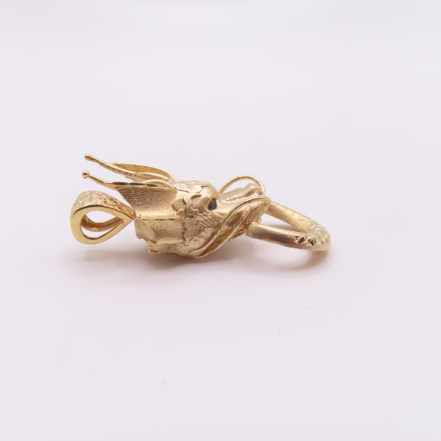 10K Yellow Gold Dragon Head Knocker Pendant 1-1/4" 2.8g