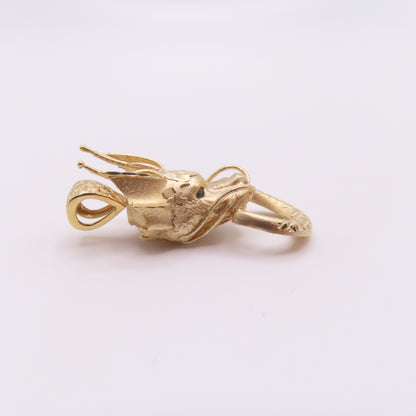 10K Yellow Gold Dragon Head Knocker Pendant 1-1/4" 2.8g