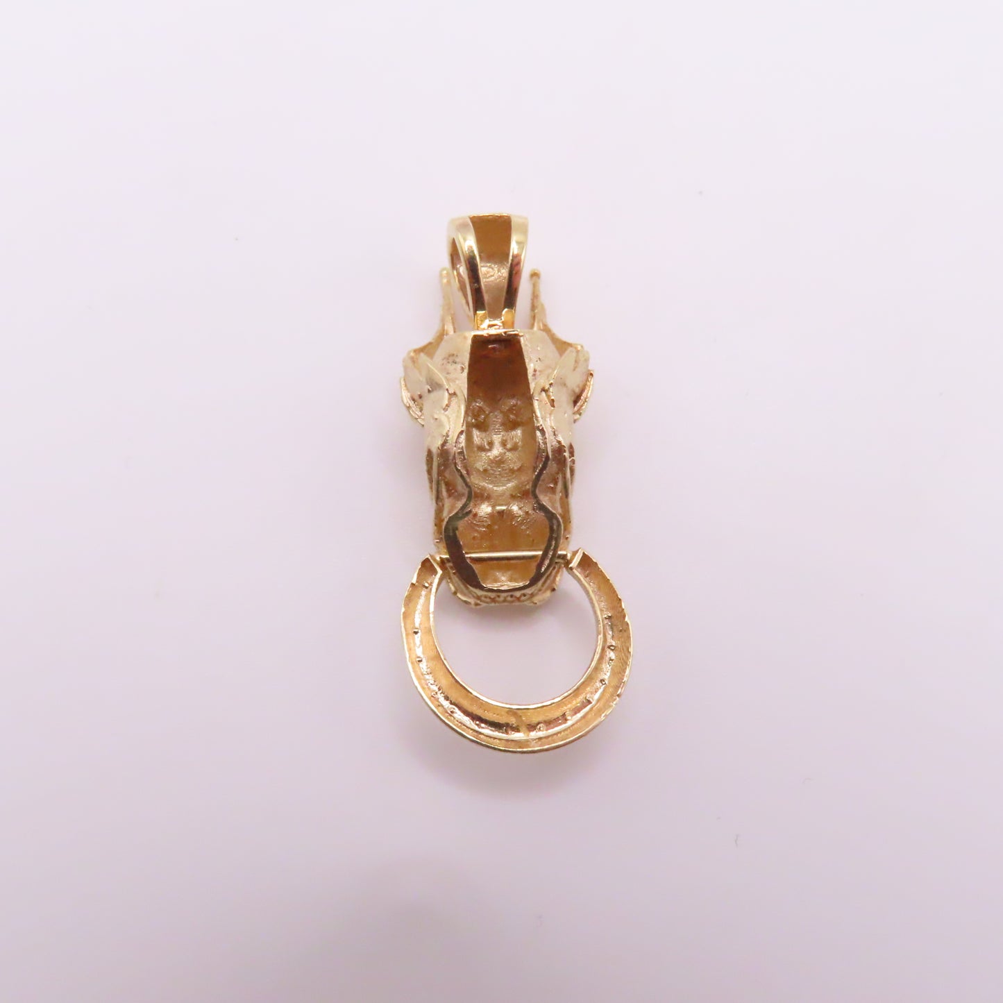 10K Yellow Gold Dragon Head Knocker Pendant 1-1/4" 2.8g