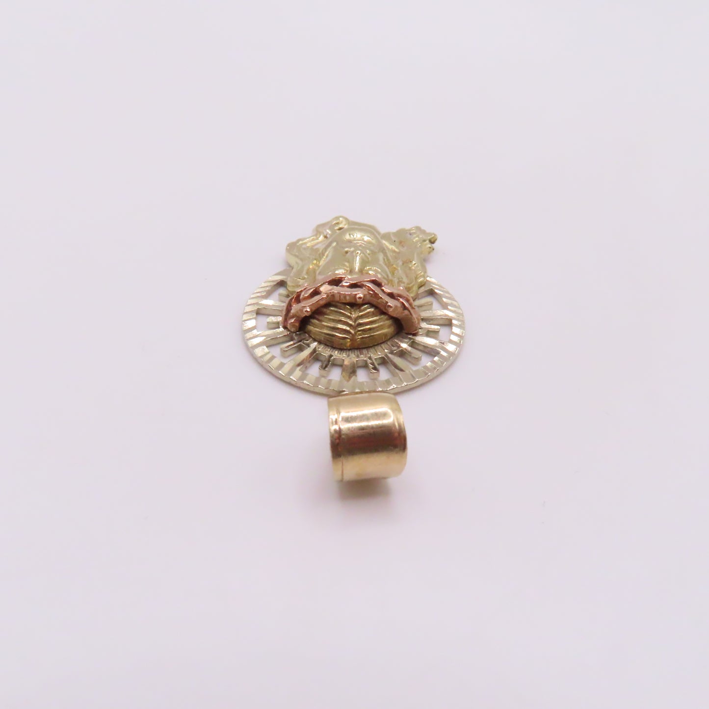 10K Tri Tone Gold Jesus Christ Head Pendant 1-3/4" 6.6g