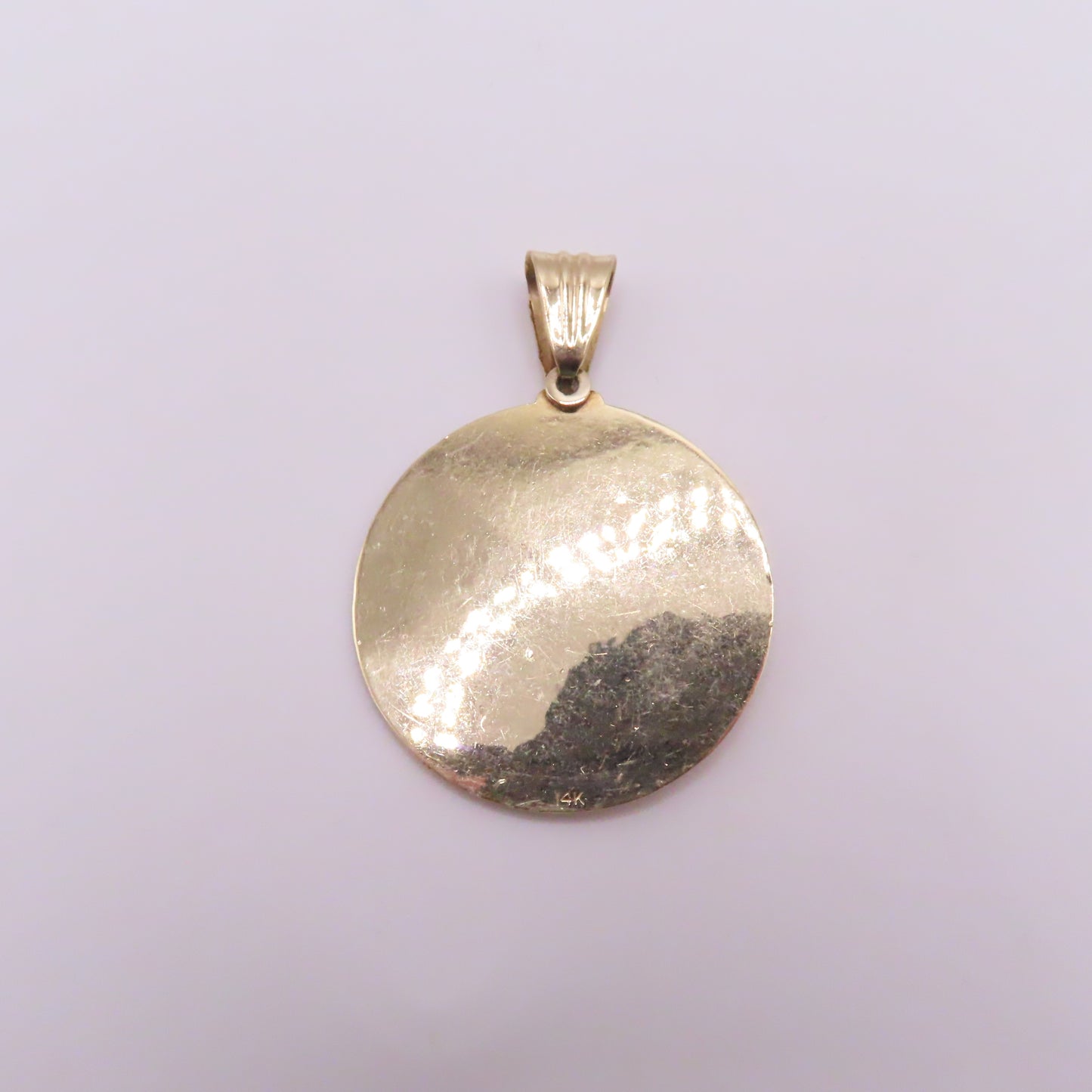 14K Two Tone Yellow & White Gold Round Saint Barbara Medallion Pendant 2" 10g