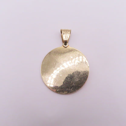 14K Two Tone Yellow & White Gold Round Saint Barbara Medallion Pendant 2" 10g