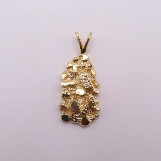 14K Yellow Gold Nugget Pendant 1-1/4" 5.8g