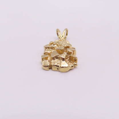 14K Yellow Gold Nugget Pendant 1-1/4" 5.8g