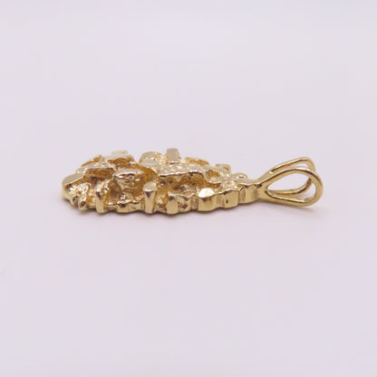 14K Yellow Gold Nugget Pendant 1-1/4" 5.8g