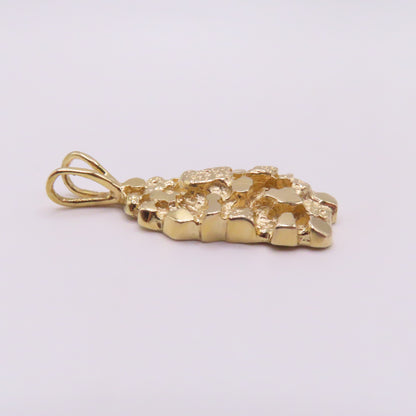 14K Yellow Gold Nugget Pendant 1-1/4" 5.8g