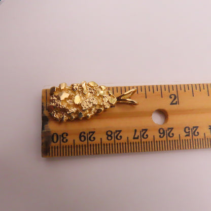 14K Yellow Gold Nugget Pendant 1-1/4" 5.8g