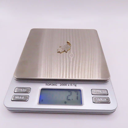 10K Yellow Gold Diamond Pavé Hamsa Hand Pendant 1" 2.7g