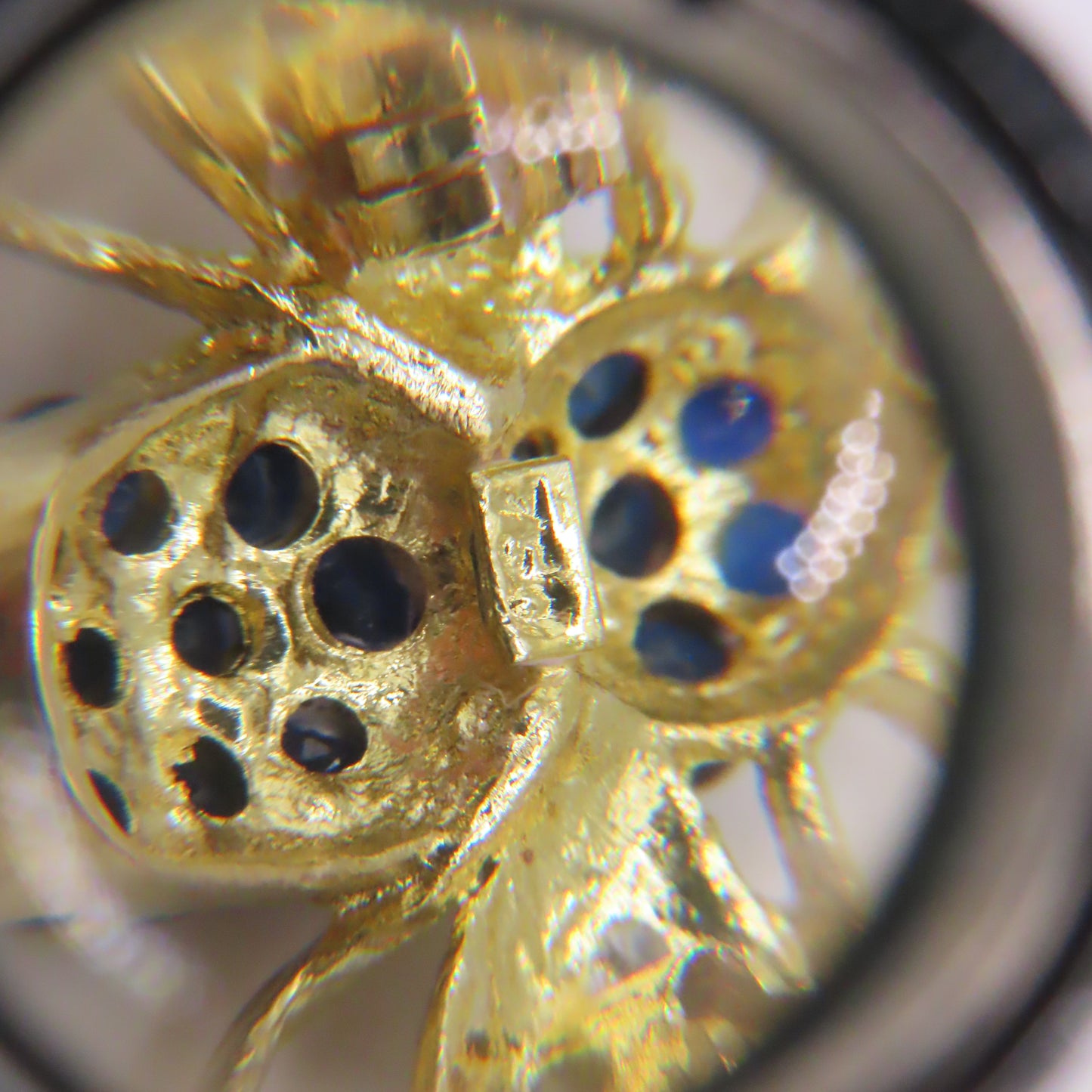 18K Yellow Gold Sapphire Ruby Diamond Bee Insect Pendant Brooch 3/4" 3g