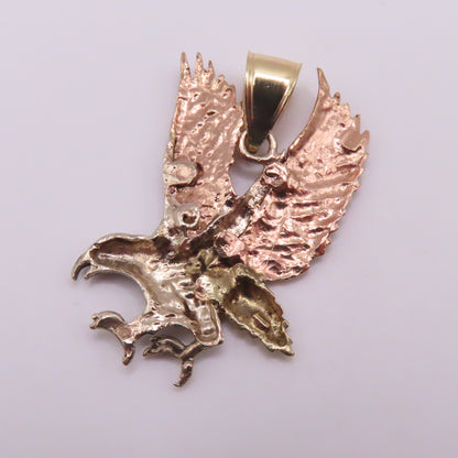 14K Tri Tone Gold Flying Eagle Pendant 1-1/2" 6g