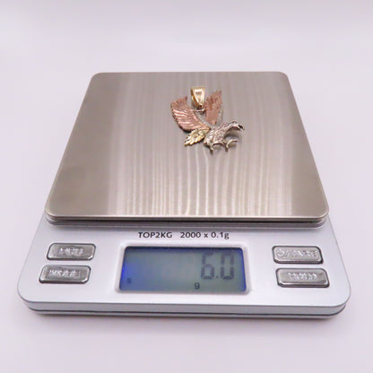14K Tri Tone Gold Flying Eagle Pendant 1-1/2" 6g