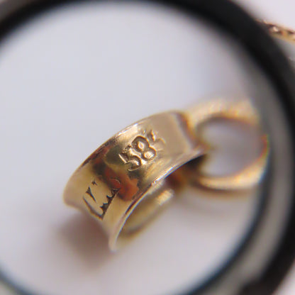 14K Yellow Gold Round Green Jade Chinese Character Pendant 1-1/2" 7.7g