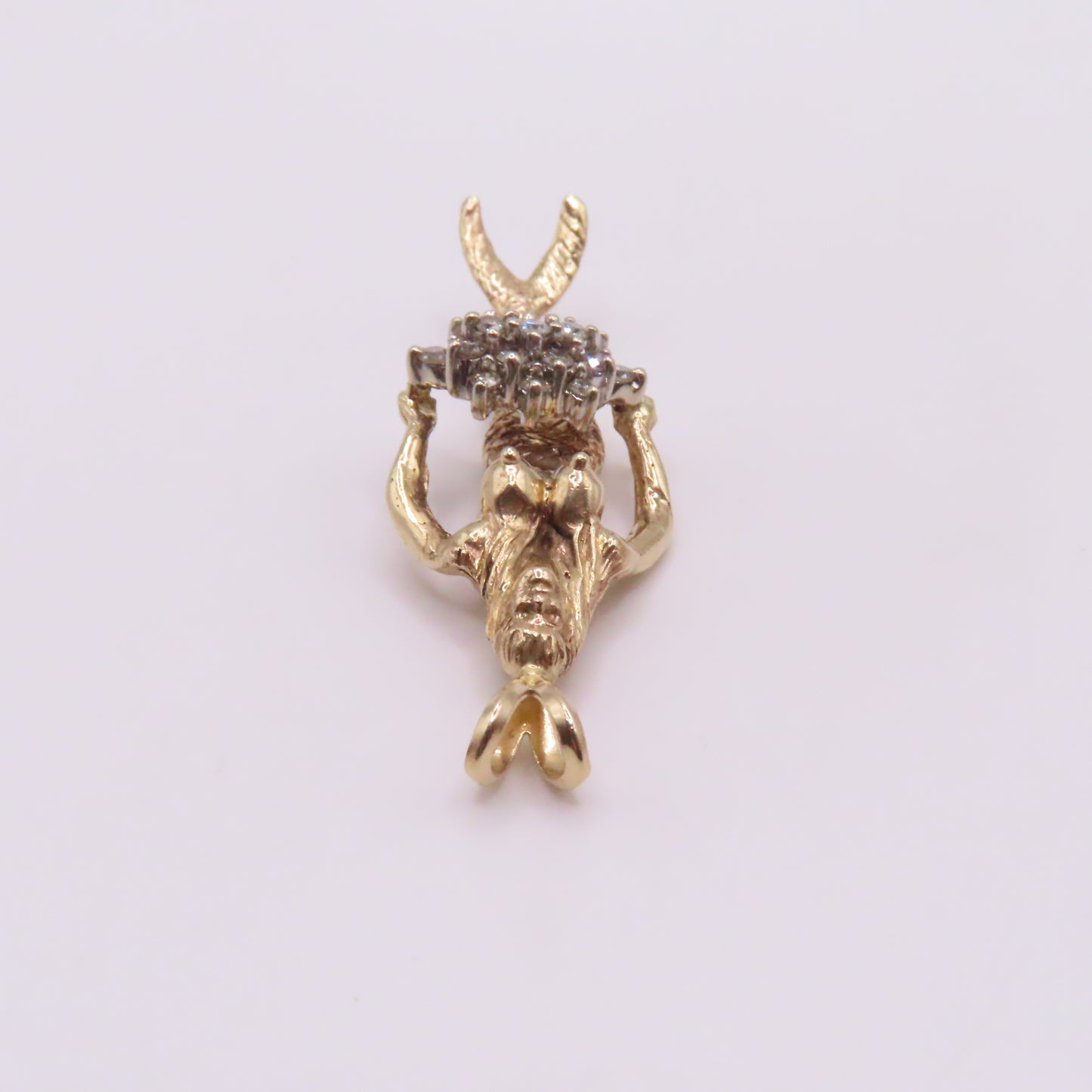 14K Yellow Gold Mermaid Diamond Cluster Pendant 2" 11.3g