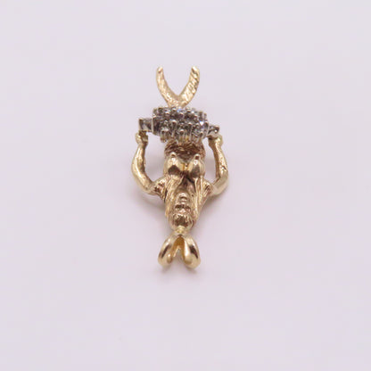 14K Yellow Gold Mermaid Diamond Cluster Pendant 2" 11.3g