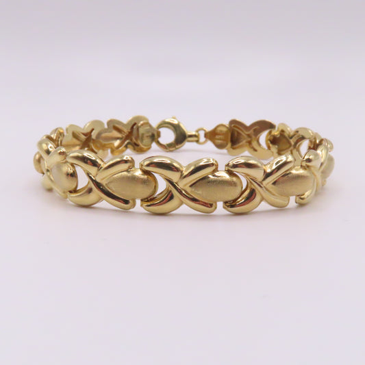 18K Yellow Gold Elongated XO Style Link Bracelet 6-3/4" 12.1g
