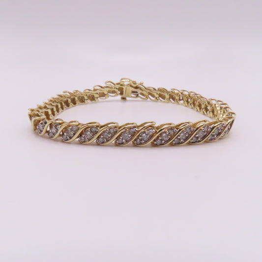 JAFA 14K Yellow Gold Diamond Tennis Bracelet 7-1/4" 14g