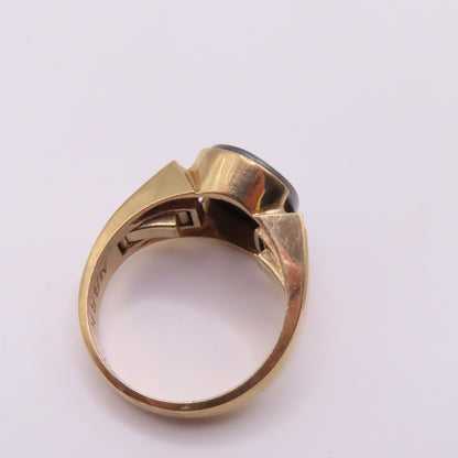 14K Yellow Gold Roman Soldier Hematite Intaglio Carved Signet Ring Size 10.25 10.4g