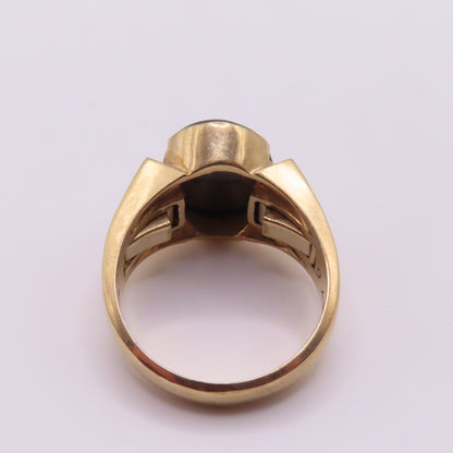 14K Yellow Gold Roman Soldier Hematite Intaglio Carved Signet Ring Size 10.25 10.4g