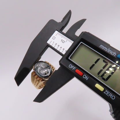 14K Yellow Gold Roman Soldier Hematite Intaglio Carved Signet Ring Size 10.25 10.4g