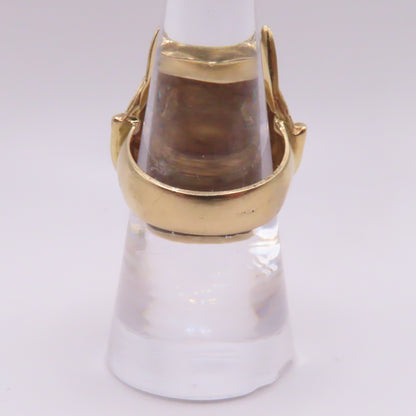14K Yellow Gold Japanese Hannya Demon Face with Green Emerald Eyes Ring Size 7 16.7g