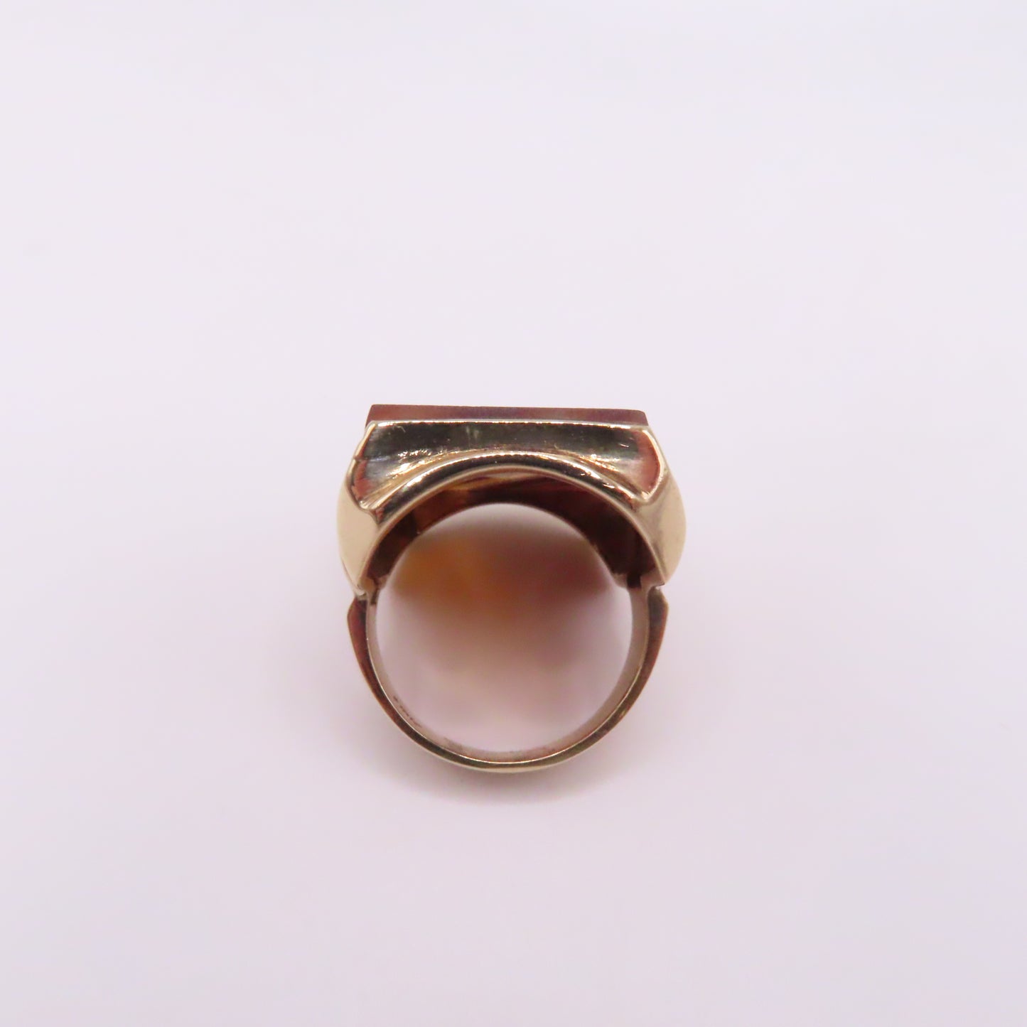 10K Yellow Gold Rectangular Agate Chunky Ring Size 7.5 10g