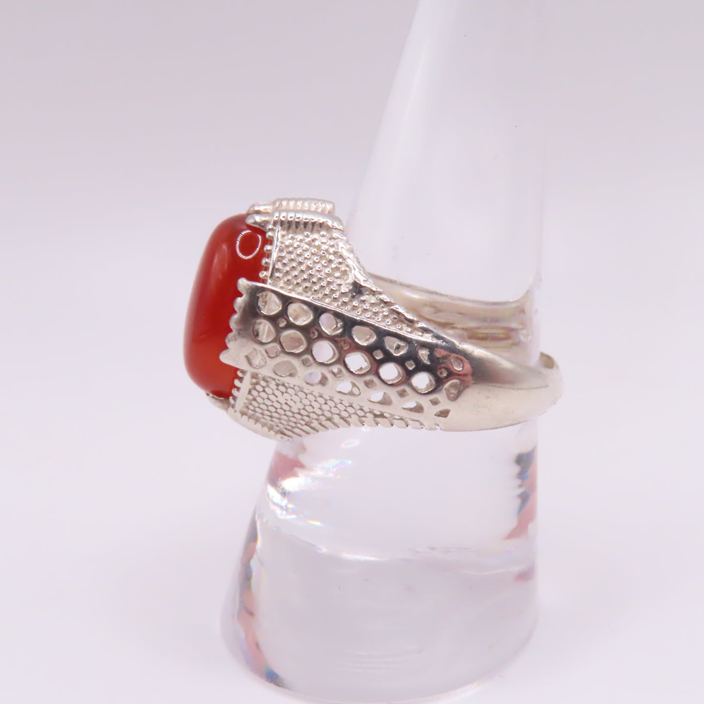 Sterling Silver 925 Oval Carnelian Cabochon Ornate Ring Size 9.25 5.4g