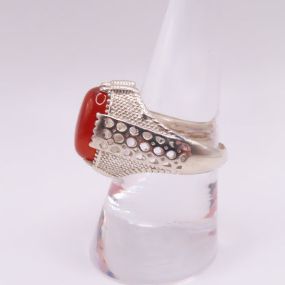 Sterling Silver 925 Oval Carnelian Cabochon Ornate Ring Size 9.25 5.4g
