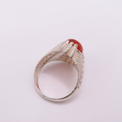 Sterling Silver 925 Oval Carnelian Cabochon Ornate Ring Size 9.25 5.4g