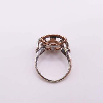 14K Two Tone Rose & White Gold "I" Initial Diamond Ring Size 6.75 5.2g