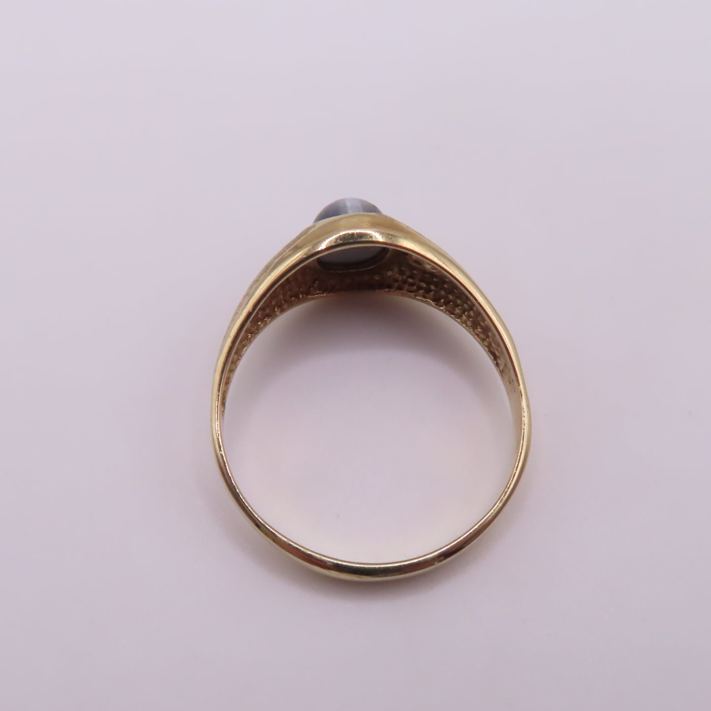 10K Yellow Gold Oval Moonstone Cats Eye Cabochon Ring Size 14.25 5g