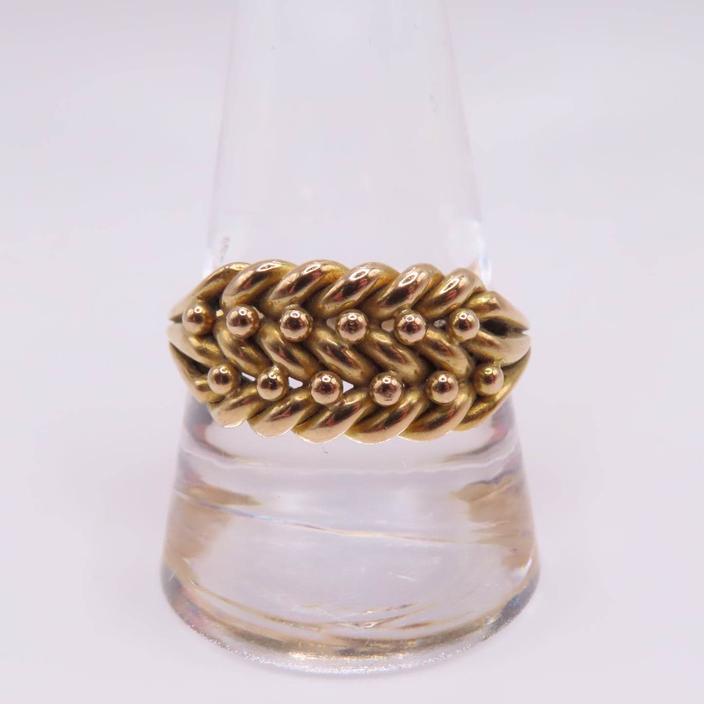 Antique 18K Yellow Gold Braided Keeper Edwardian Band Ring Size 11.25 8.7g