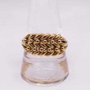 Antique 18K Yellow Gold Braided Keeper Edwardian Band Ring Size 11.25 8.7g