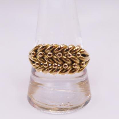 Antique 18K Yellow Gold Braided Keeper Edwardian Band Ring Size 11.25 8.7g