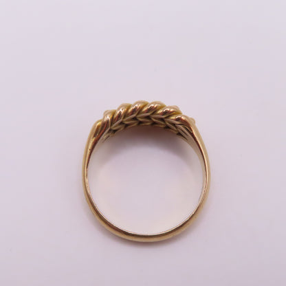 Antique 18K Yellow Gold Braided Keeper Edwardian Band Ring Size 11.25 8.7g