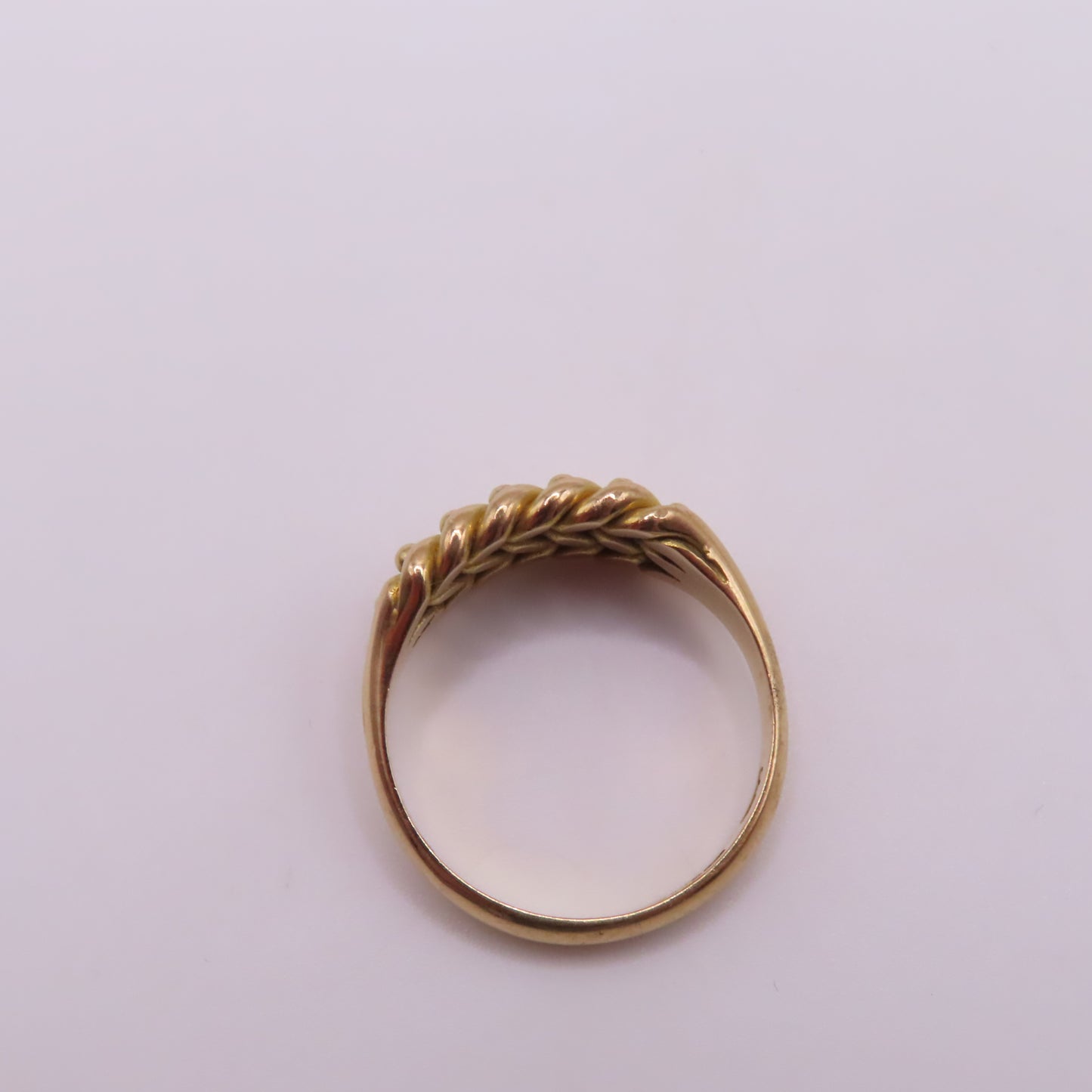 Antique 18K Yellow Gold Braided Keeper Edwardian Band Ring Size 11.25 8.7g