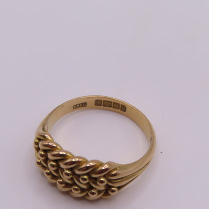 Antique 18K Yellow Gold Braided Keeper Edwardian Band Ring Size 11.25 8.7g