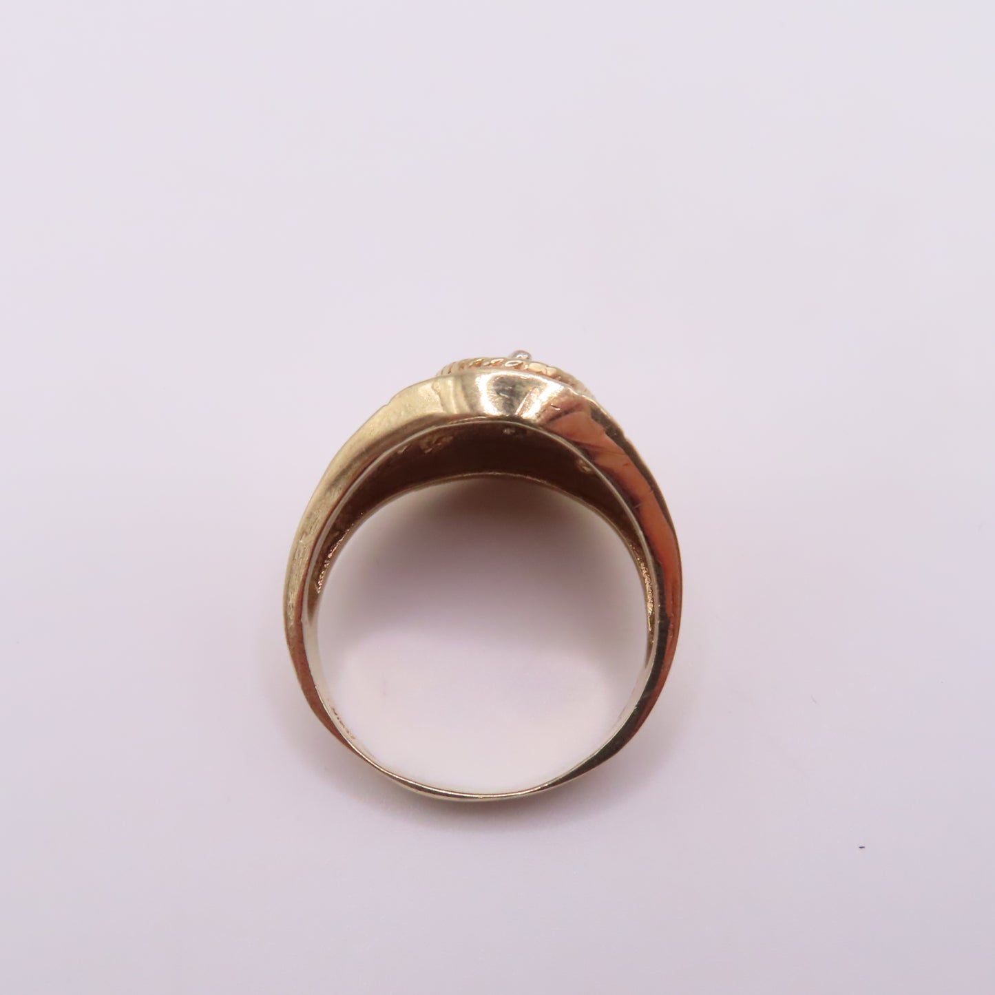 14K Tri Tone Yellow Rose White Gold Virgin Mary Ring Size 11.25 9.3g