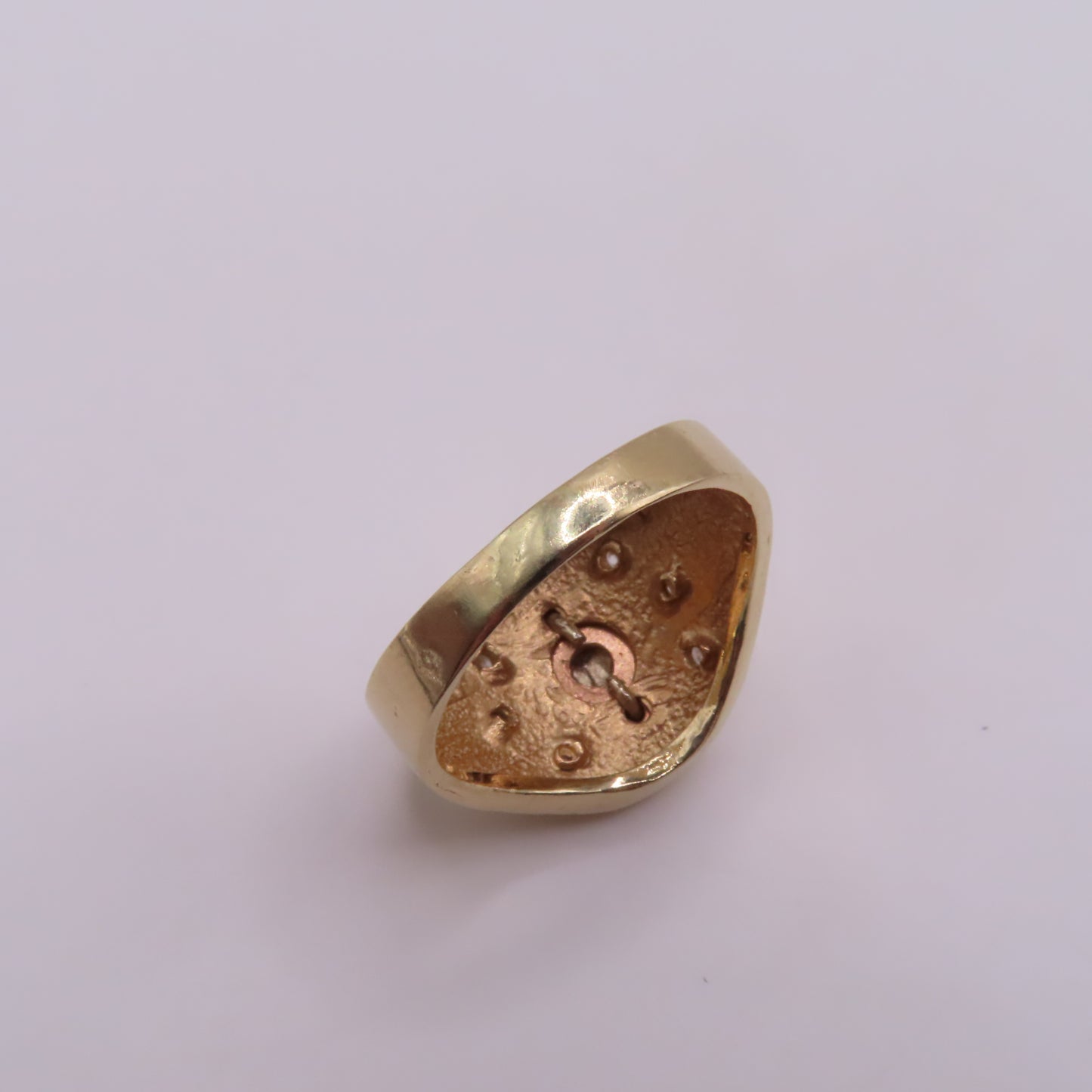 14K Tri Tone Yellow Rose White Gold Virgin Mary Ring Size 11.25 9.3g