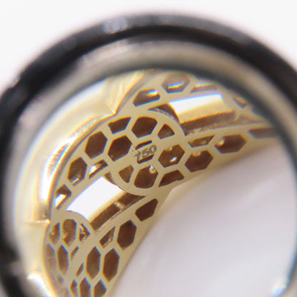 18K Yellow Gold Cuban Link Pavé CZ Band Ring Size 7.75 5.2g