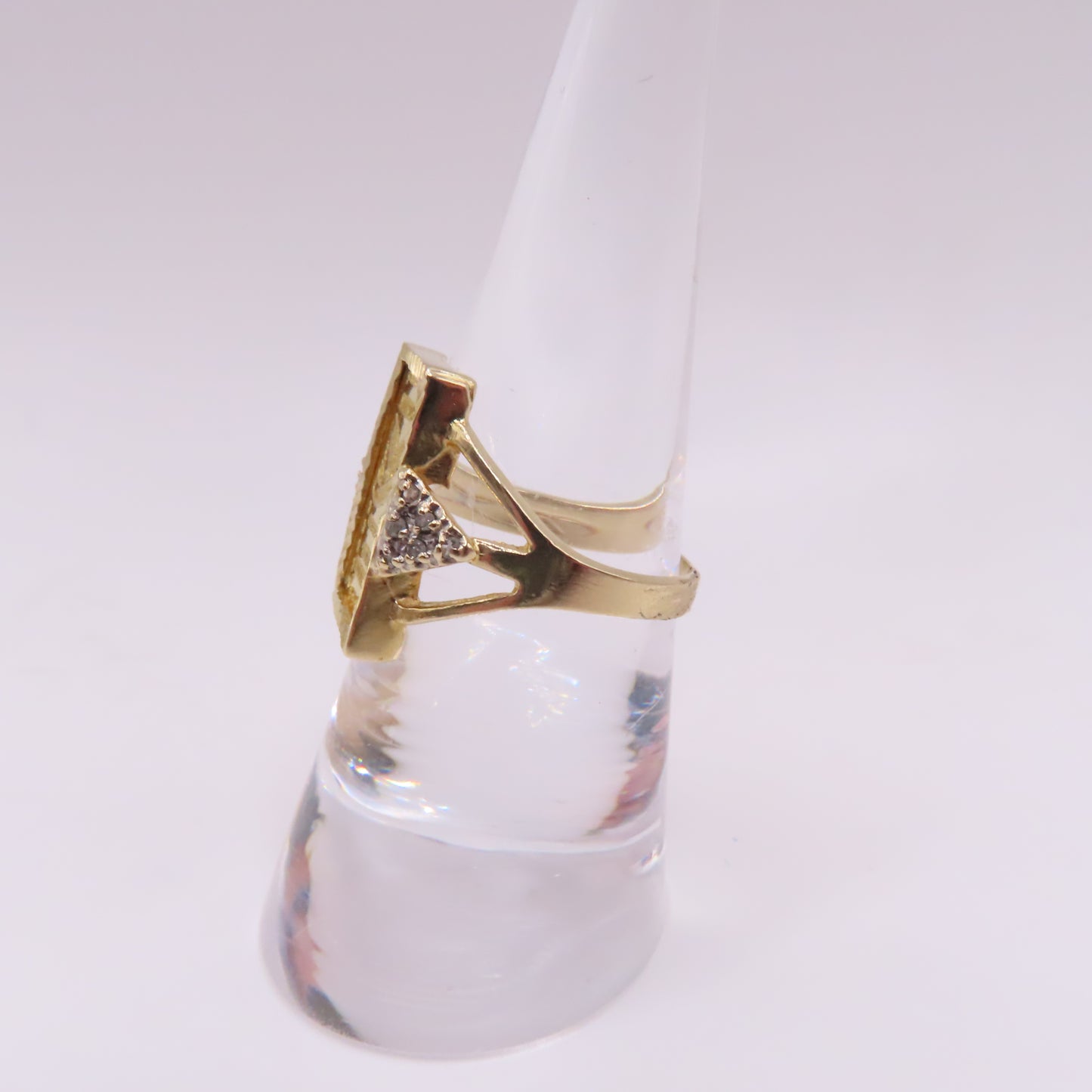 .999 Fine Gold 1 Gram Ingot Bar 14K Yellow Gold Bezel with Diamonds Ring Size 7.25 3.5g