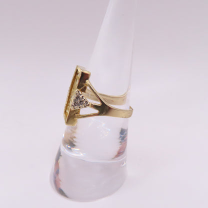 .999 Fine Gold 1 Gram Ingot Bar 14K Yellow Gold Bezel with Diamonds Ring Size 7.25 3.5g