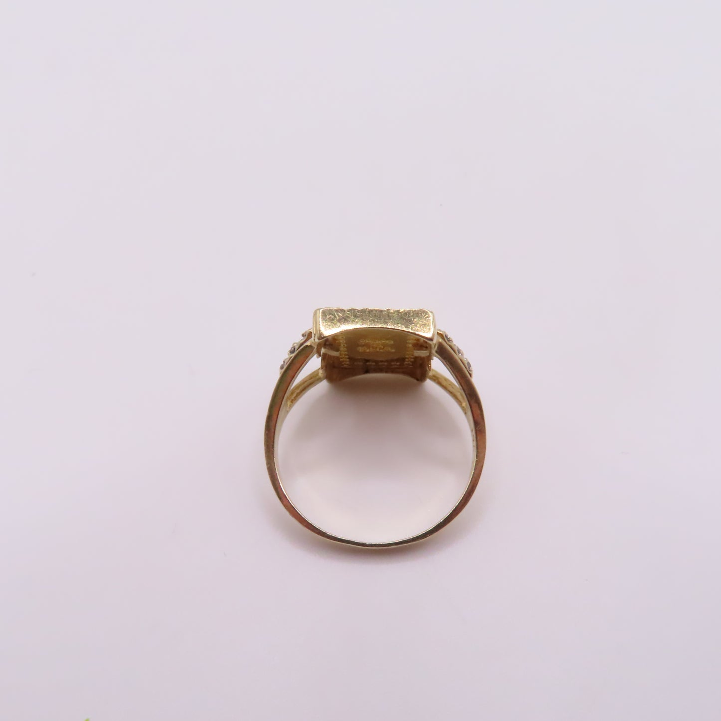 .999 Fine Gold 1 Gram Ingot Bar 14K Yellow Gold Bezel with Diamonds Ring Size 7.25 3.5g